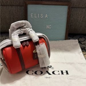 Coach Ruby Satchel 18 Brass/Red Orange *Reserved*